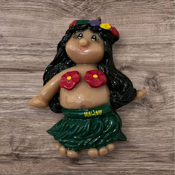 Vintage Hawaiian People 1985 Vintage - 2 Boys and Girl Ornament Set of 3 - Picture 2 of 4